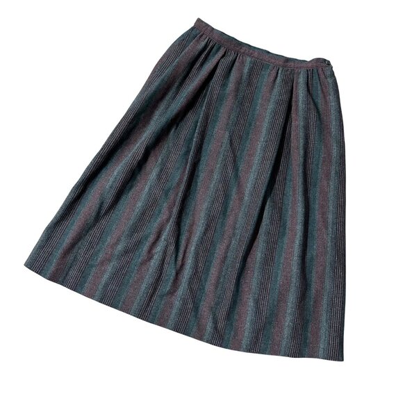 Vintage Pendleton Wool Striped Skirt Green Red Oregon USA Pockets 1980s Retro - Picture 1 of 7
